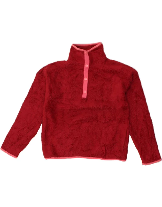 J. CREW Womens Button Neck Fleece Jumper UK 6 XS Red Polyester Machine Wash Dry Clean Hand Wash