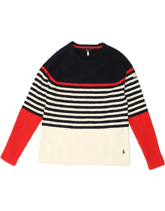 JOULES Womens Fleece Jumper UK 8 Small  Navy Blue Striped Polyester Stretchy Elastic Breathable