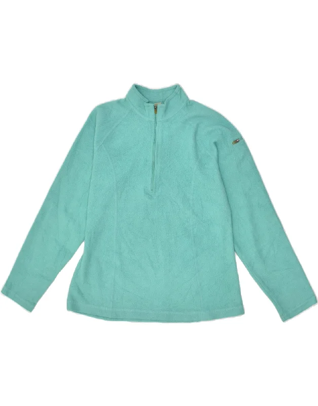 L.L.BEAN Womens Zip Neck Fleece Jumper UK 6 XS Turquoise Polyester Cashmere Blend Cotton Blend Poly Blend