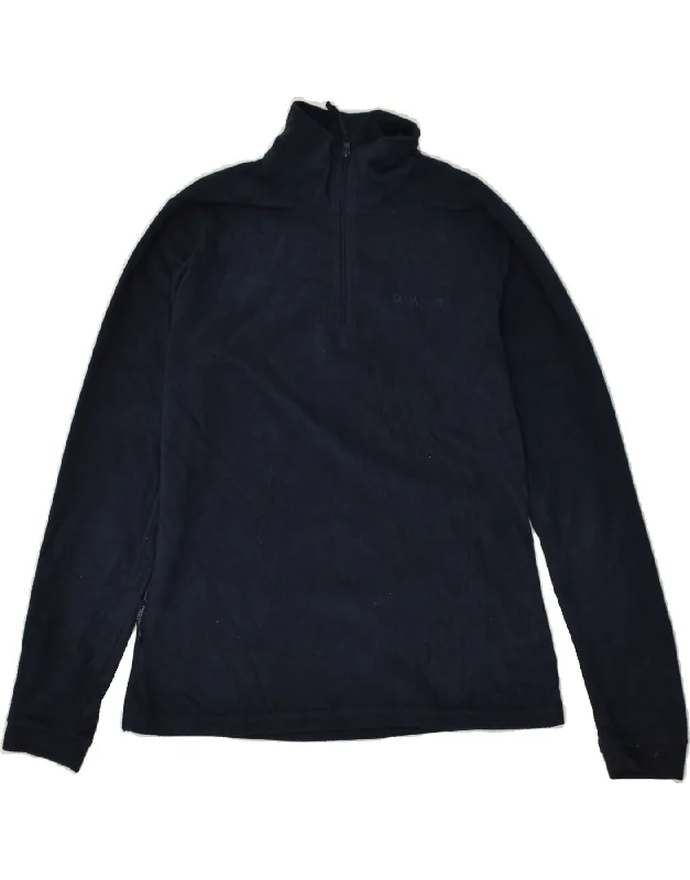 MOUNTAIN WAREHOUSE Womens Zip Neck Fleece Jumper UK 10 Small Navy Blue Front Pockets Side Pockets Patch Pockets