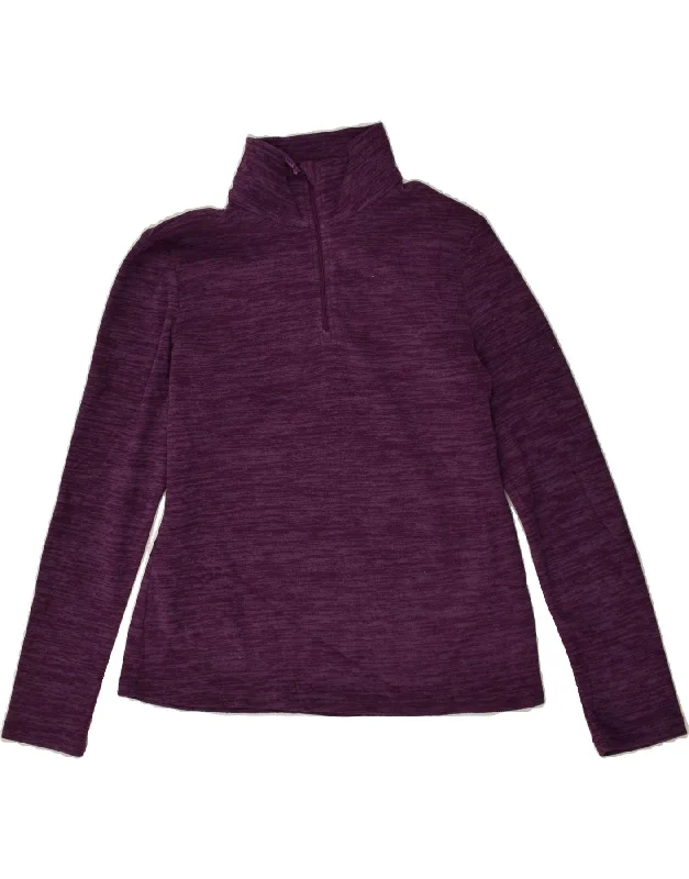 MOUNTAIN WAREHOUSE Womens Zip Neck Fleece Jumper UK 12 Medium Purple Open Front Closed Front Wrap Front