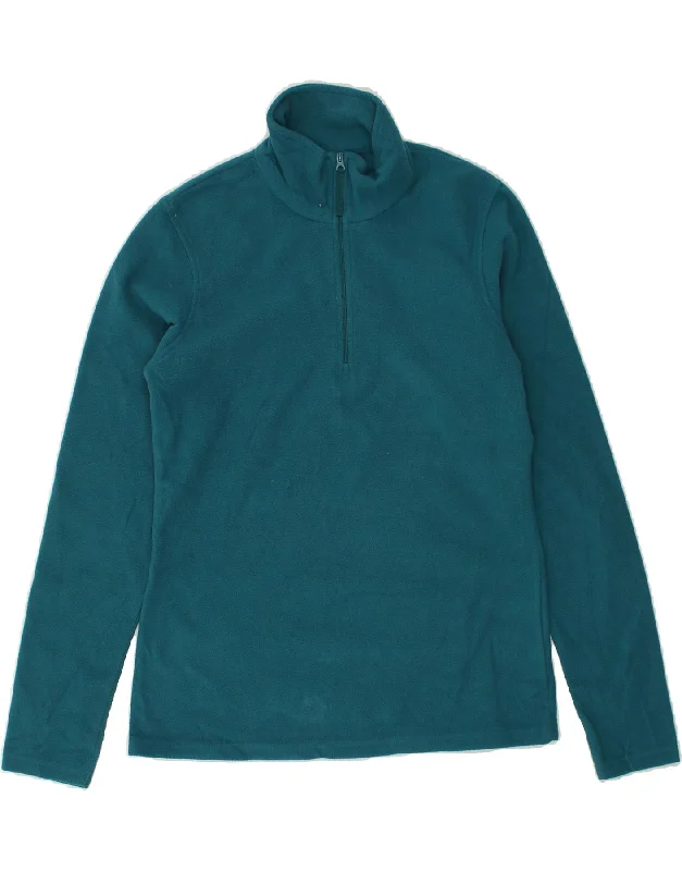 MOUNTAIN WAREHOUSE Womens Zip Neck Fleece Jumper UK 14 Medium Turquoise Sweater Knitwear Pullover