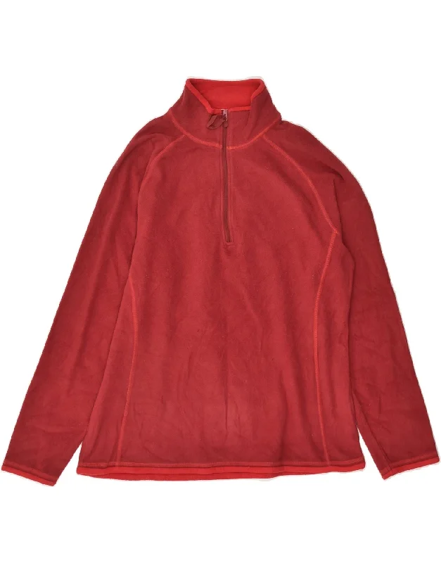 MOUNTAIN WAREHOUSE Womens Zip Neck Fleece Jumper UK 16 Large Red Polyester Zippered Buttoned Snapped