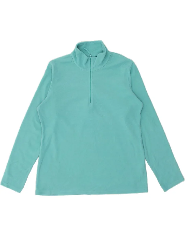 MOUNTAIN WAREHOUSE Womens Zip Neck Fleece Jumper UK 16 Large Turquoise Zippered Buttoned Snapped