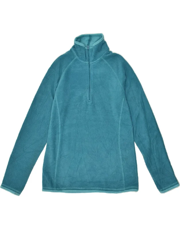 MOUNTAIN WAREHOUSE Womens Zip Neck Fleece Jumper UK 8 Small  Blue Handmade Hand-knitted Hand-woven