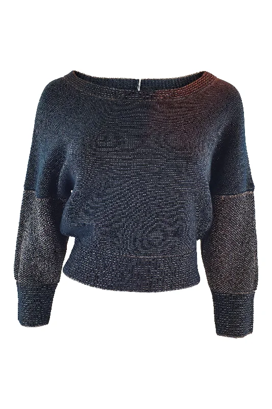 OHNE TITEL Black Gold Wool Blend 3/4 Sleeve Jumper (L) Collared Crew Neck Turtle Neck