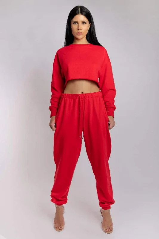 Oversized Cropped Jumper - Jalapeño Stretchy Elastic Breathable