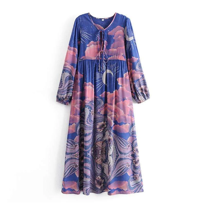 Blue Moon Design Maxi Dress Trendy Button Front Maxi Dress