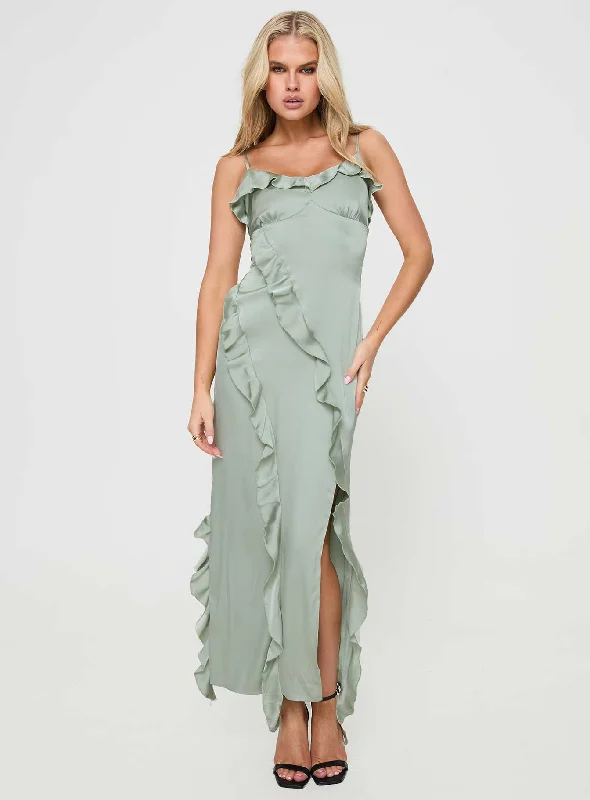 Branwell Maxi Dress Sage Elegant Floral Maxi Dress