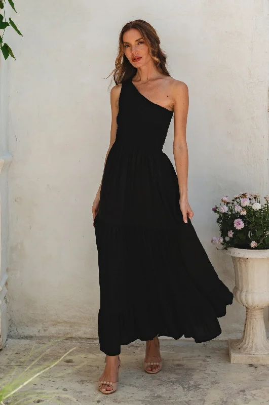 Cassandra One Shoulder Maxi Dress Elegant Maxi Dress with Slit