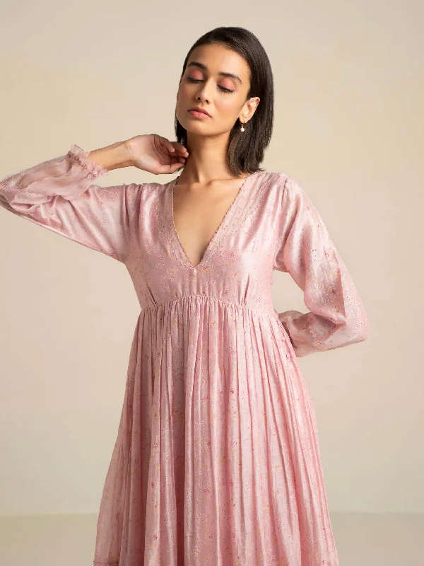 Crystal Pink Maxi Dress Comfortable Maxi Dress with Belt