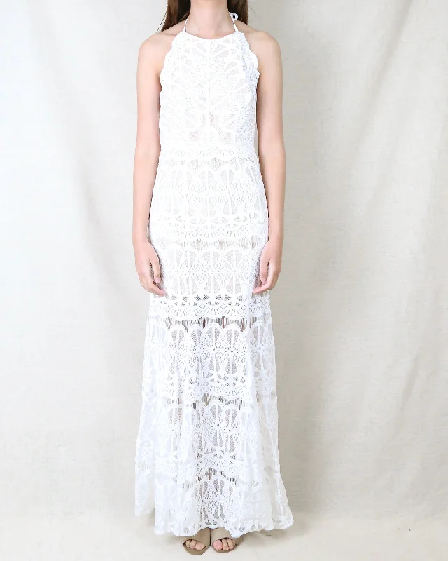 Everlasting Moments Fishtail Maxi Dress in Ivory Chic Boho Print Maxi Dress