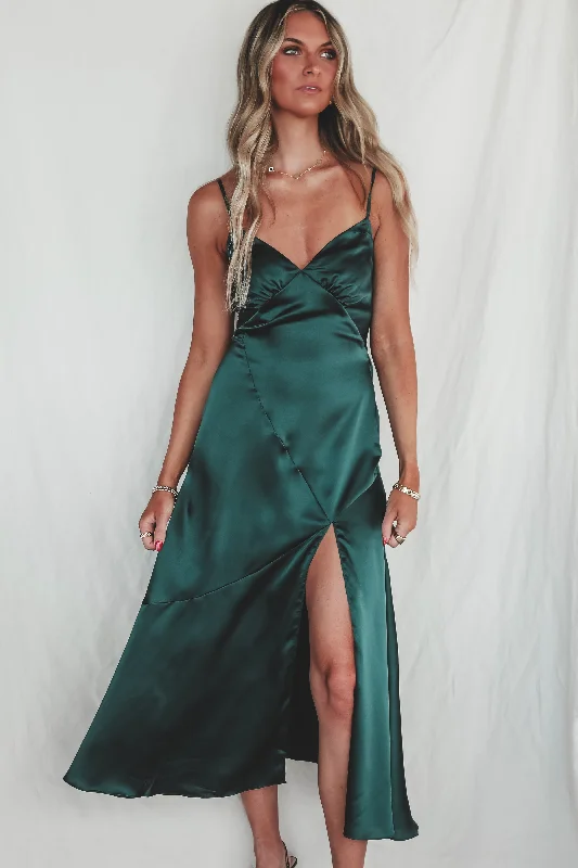 Extra Special Plus One Satin Maxi Dress Trendy V-Neck Maxi Dress