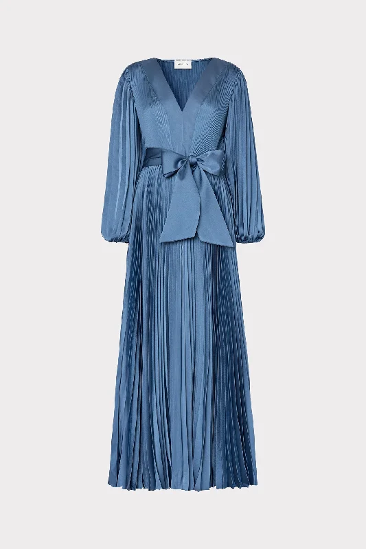 Nadie Pleated Satin Maxi Dress Cozy Longline Maxi Dress