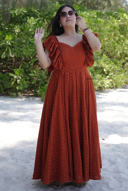 Rustic Ember Maxi Dress Elegant Tiered Maxi Dress