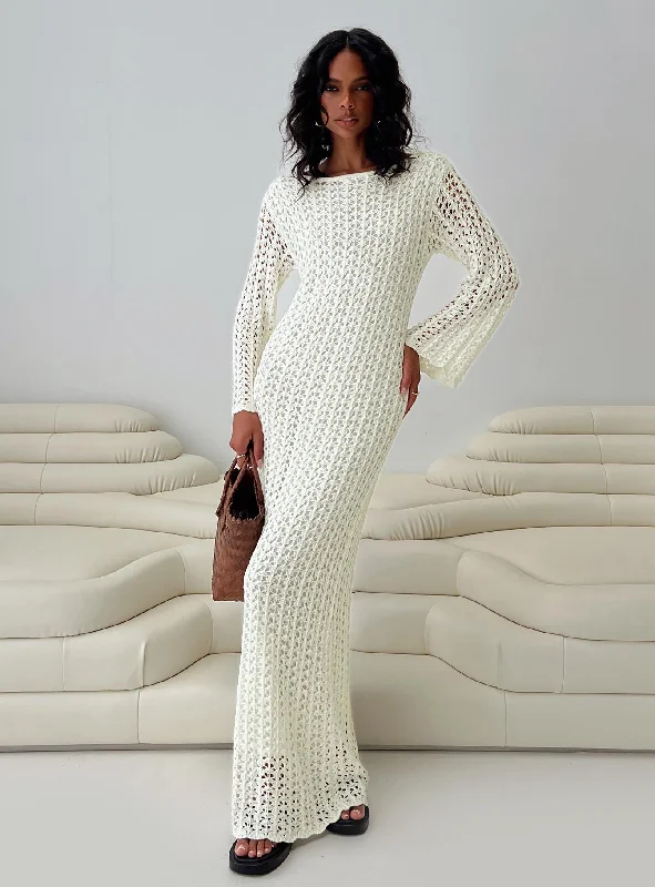 Westy Knit Maxi Dress Cream Classic A-Line Maxi Dress