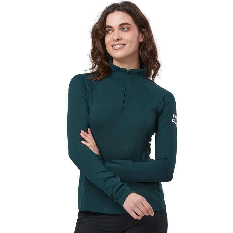 Gym+Coffee Relentless 1/4 Zip Jacket - Womens - Moss Green Boat Neck Shawl Collar Notched Collar