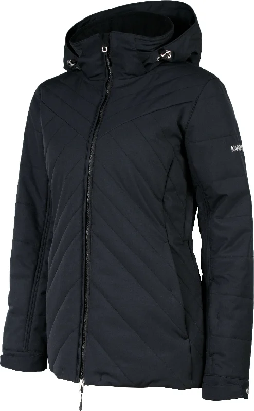 Karbon Beam Jacket Womens Black A-Line Jacket Boat Neck Shawl Collar