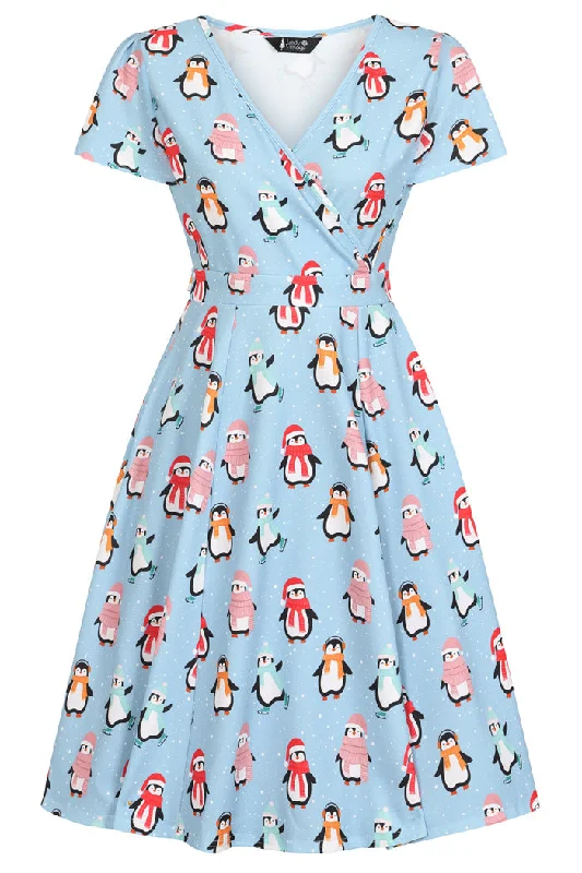 Lyra Mini Dress - Festive Penguin Elegant Lace Mini Dress