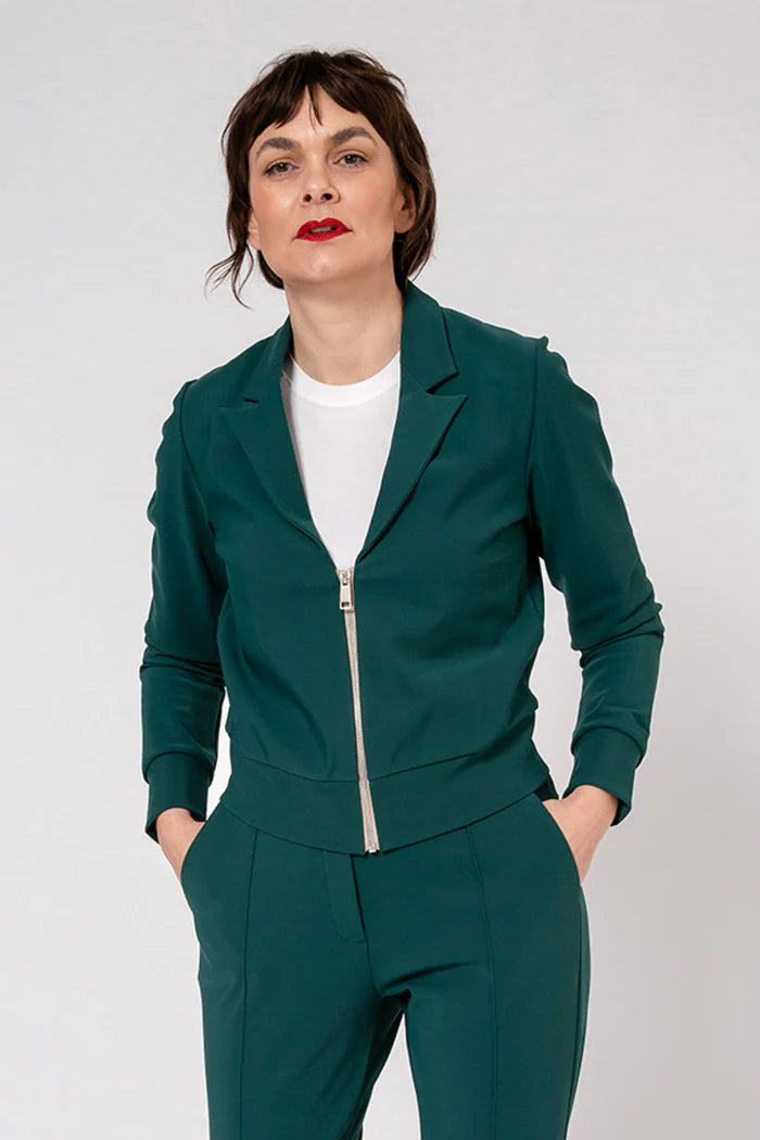 Move Jacket Sporty Relaxed Fit Green Welt Pockets Slit Pockets Flap Pockets