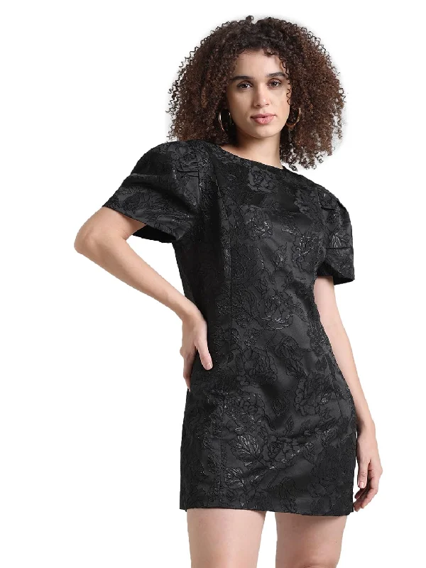 ONLY Women's Polyester Blend Classic Mini Dress (Jet Black) Elegant Off-Shoulder Dress Mini