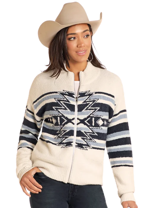 Panhandle Slim® Women's Aztec Print Zip Front Sweater Jacket Trench Coat Raincoat Waterproof Jacket