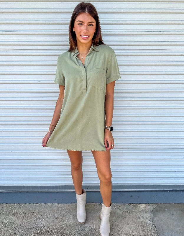 PERFECT VISION OLIVE MINI DRESS Fashionable Off-Shoulder Mini Dress