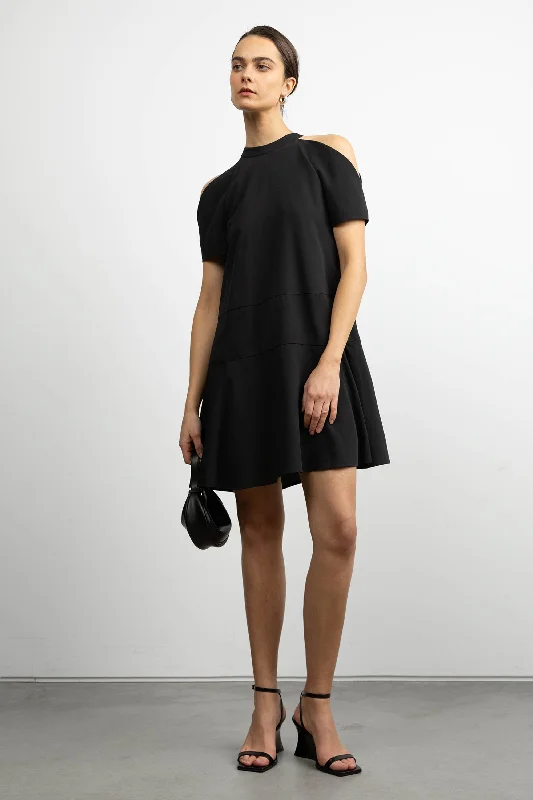 SHORT SLEEVE MOCKNECK MINI DRESS Cozy Jersey Mini Dress