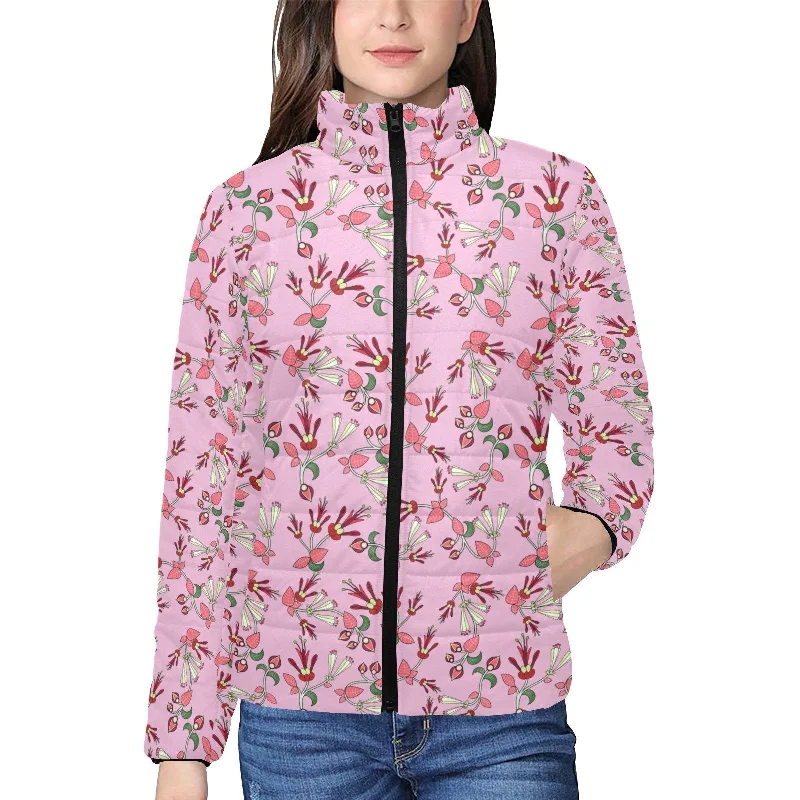 Strawberry Floral Women's Stand Collar Padded Jacket Denim Jacket Leather Jacket Suede Jacket