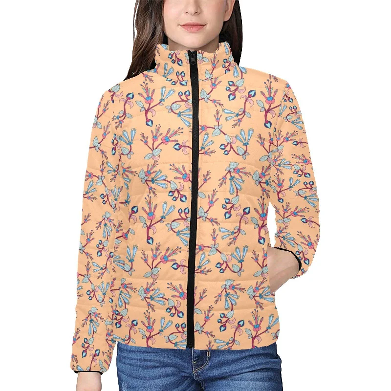 Swift Floral Peache Women's Stand Collar Padded Jacket Fleece Fabric Down Fabric Feather Fabric