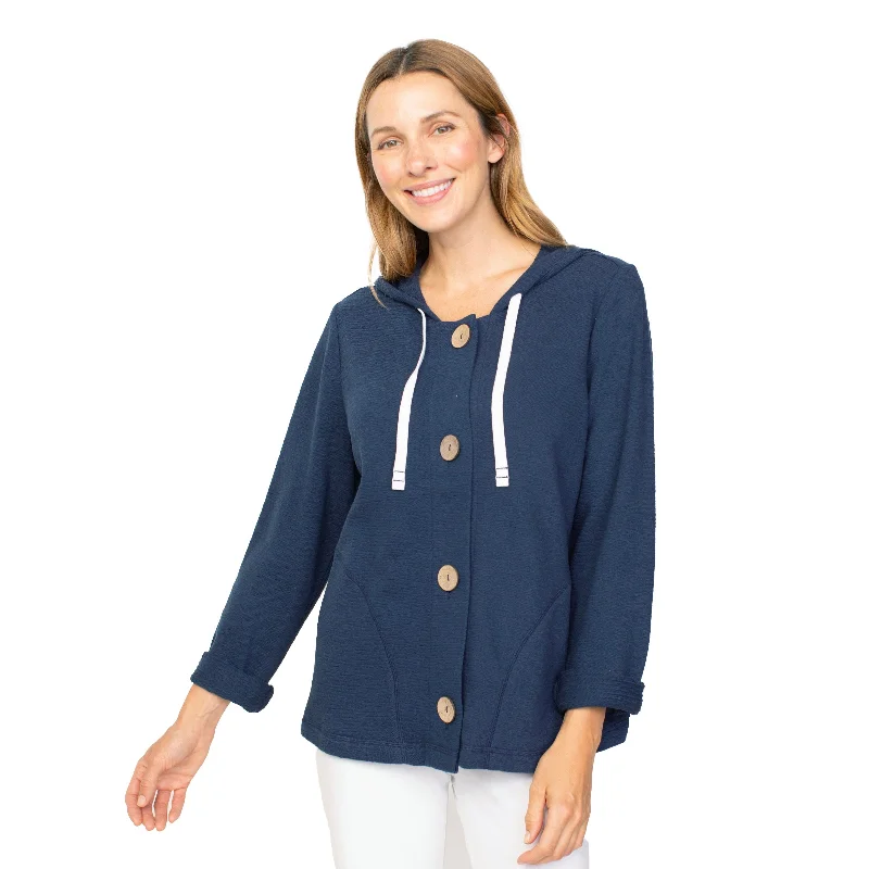 Habitat French Terry Solid Hoodie in Navy - 87110 Hoodie with Lining Warm Insulated