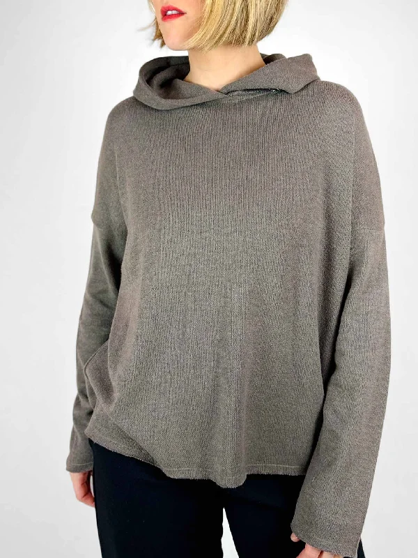 Liv Bergen Knitted Caprielle Hoodie Hoodie with Raw Hem Edgy Unfinished