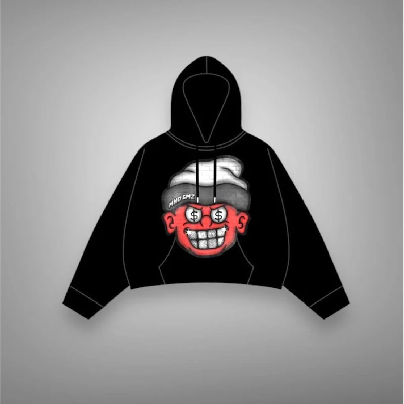 MND GMZ black and Red Hoodie Hoodie with Patch Decorative Personalized