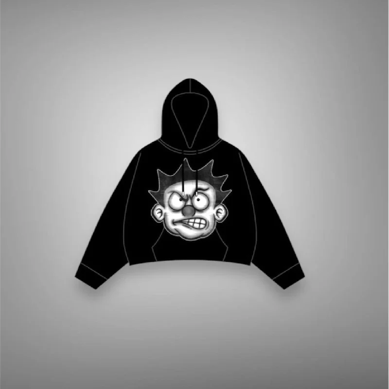 MND GMZ black and White Hoodie Hoodie with Print Artistic Unique