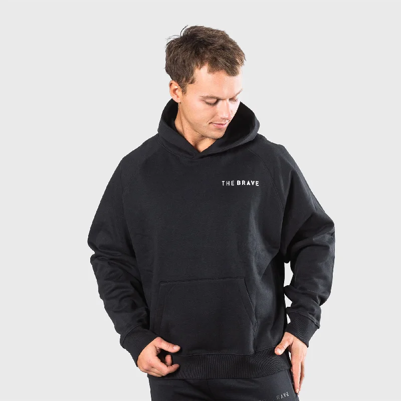 THE BRAVE - OVERSIZED HOODIE - BLACK Hoodie with Monochrome Minimalist Simple