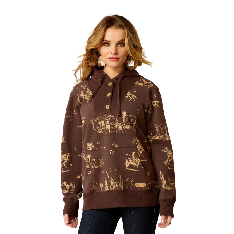 Ariat Women's Ranchin Print Hoodie Hoodie with V-Neck Classic Versatile