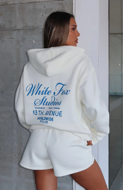 13th Avenue Oversized Hoodie Off White Hoodie with Turtle Neck Cozy Winter