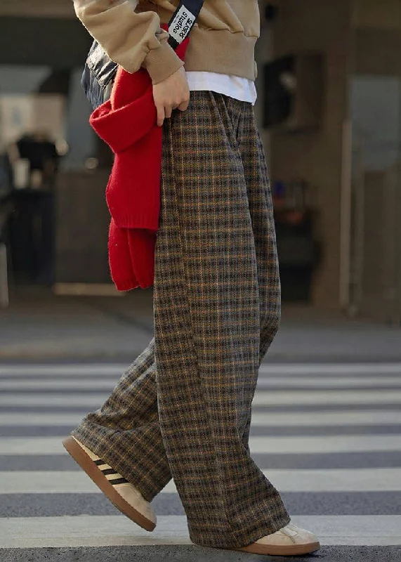 2024 New Plaid High Waist Wide Leg Pants Fall Winter Trendy Work Pants