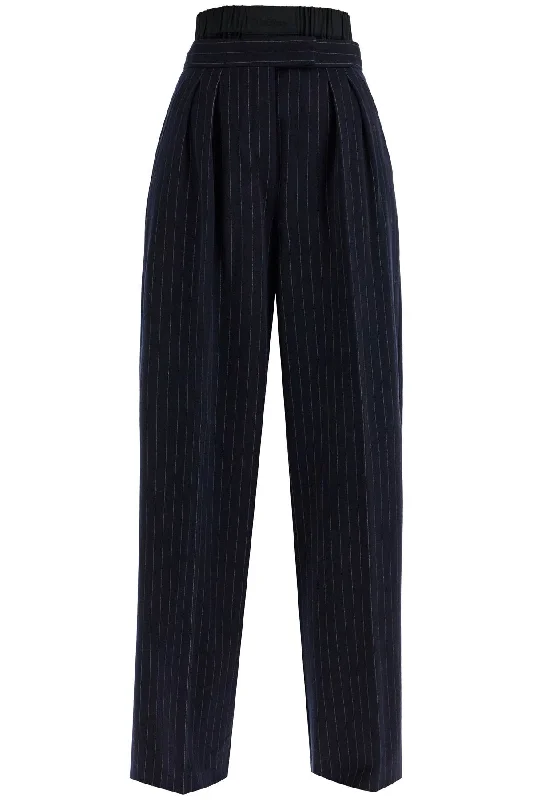 Striped Pants With 'piro  - Blue Relaxed High-Waist Trousers