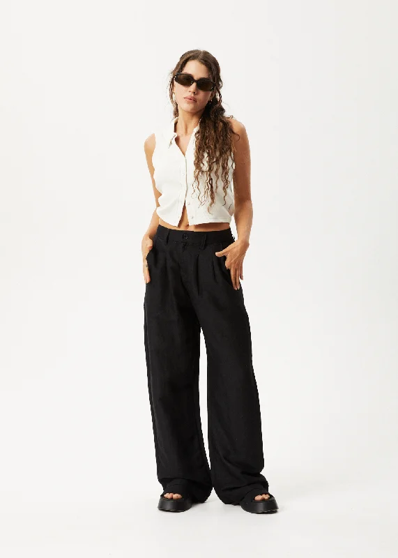 AFENDS Womens Maison - Pants - Black Fashionable Track Pants