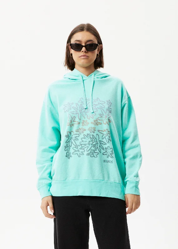 AFENDS Womens Ava - Graphic Hoodie - Mint Hoodie with Batwing Sleeves Loose Dramatic