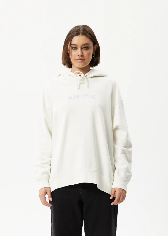 AFENDS Womens Dua - Hoodie - Off White Hoodie Sweatshirt Pullover