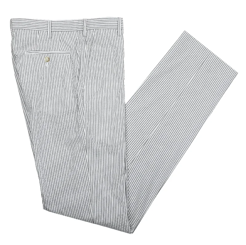 Algiers Gray / White Seersucker Casual Pant Casual Yoga Pants