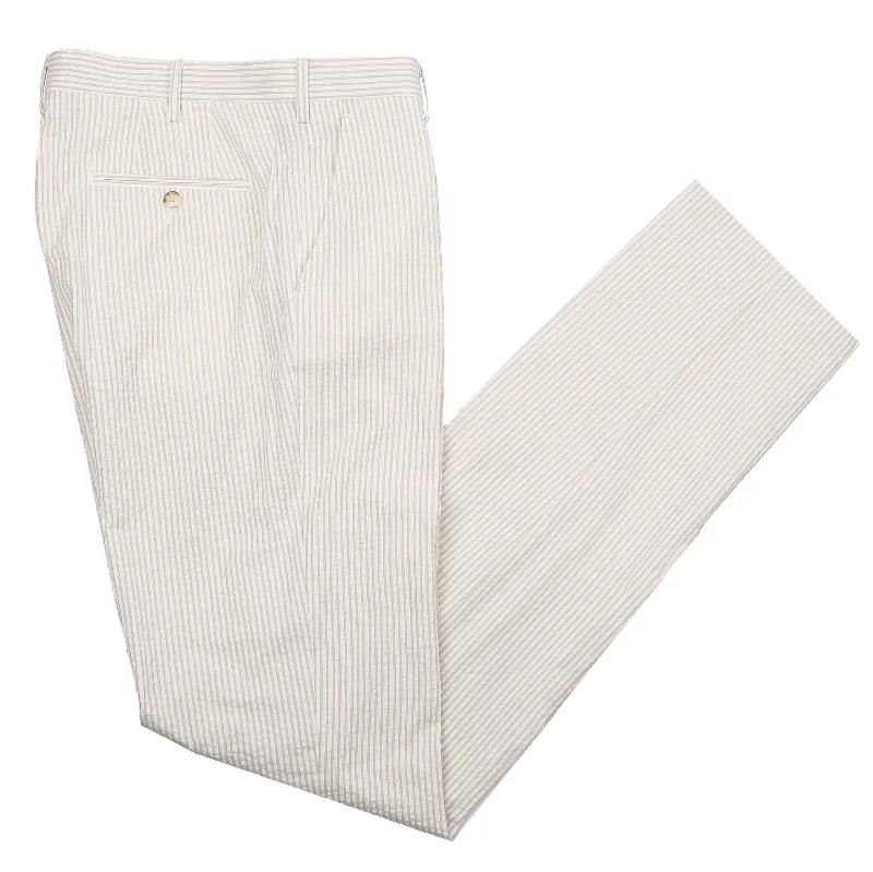 Algiers Tan / White Seersucker Casual Pant High-Waist Jeans