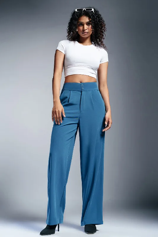 Aqua-Tone Pleated Double Button Korean Pants Classic Stretch Pants