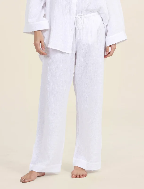 Ashley Textured Cotton Wide Leg Pant Elegant Dress Pants