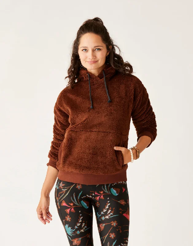 Brie Sherpa Hoodie: Chocolate Hoodie with Turtle Neck Cozy Winter