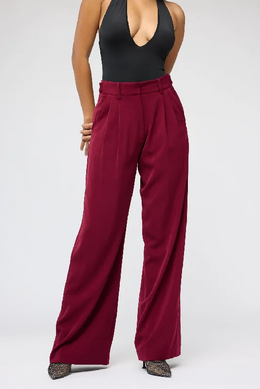 Deep Crimson Adjustable Korean Pants Chic Black Leggings