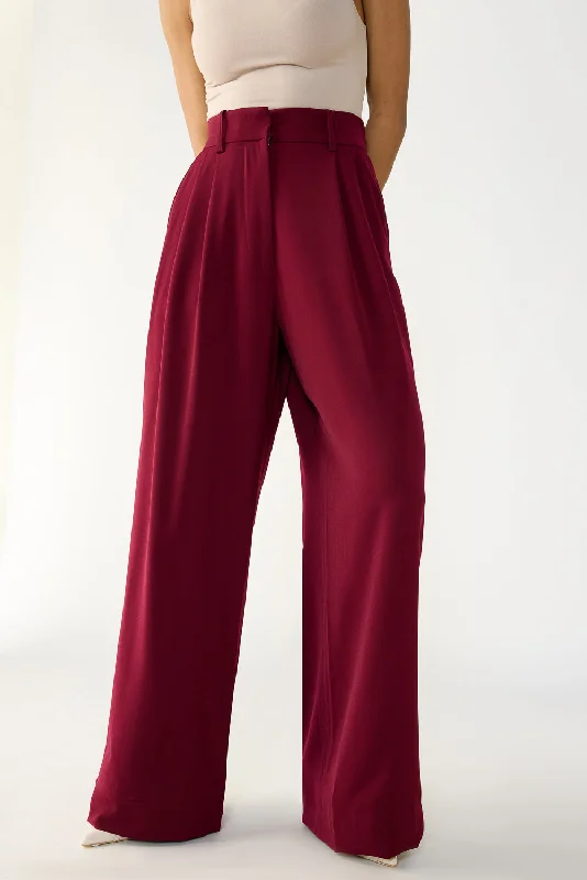 Burnt Maroon Adjustable Korean Pants Casual Lounge Pants