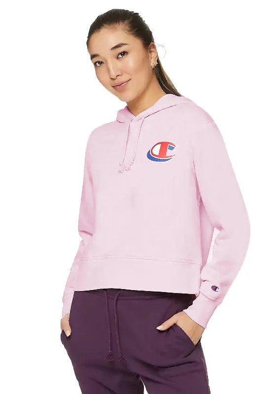 Champion Womens SPS Graphic Print Hoodie <BR> CRY9N 4ZF Hoodie with Elastic Waist Stretchable Comfortable